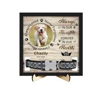 Personalized Pet Memorial Wood Picture Frame With Collar Holder Custom Memorial Pet Collar Sign with Photo Dog Lover Gift Pet Sympathy Frame In Loving Memory Pet Loss Gifts (A-6)