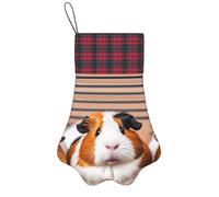 Personalized Pet Paw Christmas Stocking 17 Inch Dog Cat Xmas Fireplace Hanging Stocking with Red Plaid Cuff Guinea Pigs Santa Socks for Xmas Tree Fireplace Hanging Party Decoration
