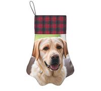 Personalized Pet Paw Christmas Stocking 17 Inch Dog Cat Xmas Fireplace Hanging Stocking with Red Plaid Cuff Cute Labrador Dog Santa Socks for Xmas Tree Fireplace Hanging Party Decoration