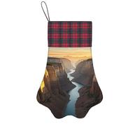 Personalized Pet Paw Christmas Stocking 17 Inch Dog Cat Xmas Fireplace Hanging Stocking with Red Plaid Cuff Canyon at Sunset Santa Socks for Xmas Tree Fireplace Hanging Party Decoration