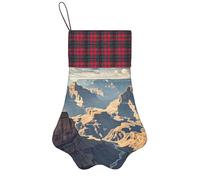 Personalized Pet Paw Christmas Stocking 17 Inch Dog Cat Xmas Fireplace Hanging Stocking with Red Plaid Cuff Grand Canyon Arizona Santa Socks for Xmas Tree Fireplace Hanging Party Decoration