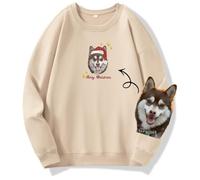 Personalized Pet Portrait Christmas Jumper | Custom Xmas Dog Cat Gift with Santa Hat | 100% Cotton Crewneck Sweatshirt Hoodie | Handmade Fine Embroidery for Pet Lovers