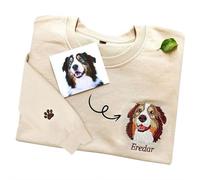 Personalized Pet Portrait Embroidered Sweatshirt, Custom Dog Portrait and Name Sweatshirt, Custom Shirt for Mothers Day Christmas Birthday Memorial