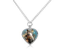 Personalized Pet Urn Cremation Necklace for Ashes - A Horse with Flowers And Butterflies Pet Ashes Necklace - Custom Keepsake Necklace with Photo And Text, Memorial Heart Urn Pendant for Dogs Cat