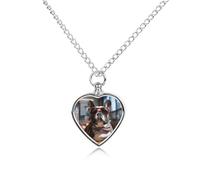 Personalized Pet Urn Cremation Necklace for Ashes - French Bulldog Wearing Sunglasses Pet Ashes Necklace - Custom Keepsake Necklace with Photo And Text, Memorial Heart Urn Pendant for Dogs Cat