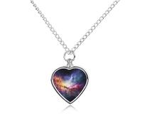 Personalized Pet Urn Cremation Necklace for Ashes - Nebula And Galaxy in The Universe Pet Ashes Necklace - Custom Keepsake Necklace with Photo And Text, Memorial Heart Urn Pendant for Dogs Cat
