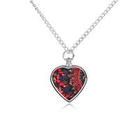 Personalized Pet Urn Necklace for Ashes Titanium Steel Colorful Abstract Red Flowers Cremation Jewelry with Funnel Kit Memorial Necklace Keepsake Gift Custom Photo Pendant for Dogs Cats Loved Ones