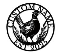 Personalized Pheasant Metal Sign, Custom Hunting Lodge Decor, Game Bird Wall Art, Rustic Cabin Name Plaque, Unique for Outdoorsmen (Style-7)