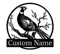 Personalized Pheasant Metal Sign, Custom Hunting Lodge Decor, Game Bird Wall Art, Rustic Cabin Name Plaque, Unique for Outdoorsmen (Style-3)