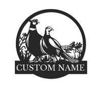 Personalized Pheasant Metal Sign, Custom Name Hunting Wall Art, Game Bird Lodge Decor, Wildlife Gift for Dad, Rustic Cabin Plaque, Hunter Anniversary Present, Outdoor Theme Room Accent (Style-5)