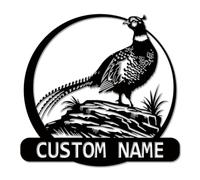 Personalized Pheasant Metal Wall Art, Custom Name Sign for Hunters, Game Bird Decor, Room Office Decor, Man Cave Cabin Lodge Farmhouse, Outdoor Hunting Enthusiast, Birthday Christmas (Style-4)