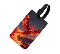 Personalized Phoenix Flame Luggage Tag Cute Suitcase Label for Travel Luggage Identifier with Secure Strap Name Address Tel Unique Backpack Handbag Tag for Men Women, Black, One Size, Luggage Tag