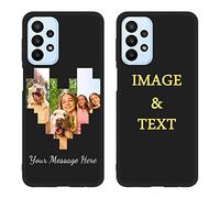 Personalized Phone Case for Samsung Galaxy A23 5G 6.6 Inch Custom Multiple Picture Anti-Drop Case Customized Name Soft Case Birthday Gift for Men Women Photo Text Full Protective Cover Slim Fit Black