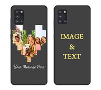Personalized Phone Case for Samsung Galaxy A31 6.4 Inch Custom Multiple Picture Anti-Drop Case Customized Name Soft Case Birthday Gift for Men Women Photo Text Full Protective Cover Slim Fit Black