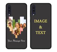 Personalized Phone Case for Samsung Galaxy A50S/Galaxy A30S Custom Multiple Picture Anti-Drop Case Customized Name Soft Case Birthday Gift for Men Women Photo Text Full Protective Cover Slim Fit Black