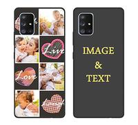 Personalized Phone Case for Samsung Galaxy A71 5G Customize Collage Photo Images Anti-Drop Case Customized Text Soft Case Gift for Family Friends Women Photo Full Protective Cover Slim Fit Black