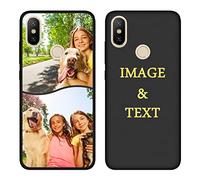 Personalized Phone Case for Xiaomi A2 5.99 Inch Custom Multiple Picture Name Anti-Drop Case Birthday Gift for Family and Men Women Soft Case Full Protective Cover Slim Fit No Peeling Black