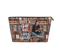 Personalized Photo Book Lovers Cosmetic Bag Zipper Pouch Custom Just A Girl Who Loves Book Makeup Zipper Pouch Bag Bookworm Librarian Readers Makeup Bag Gifts for Women Birthday Christmas,19