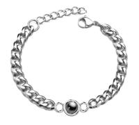 Personalized Photo Bracelet for Men for Women,Titanium Steel Customized Projection Cuban Link Bracelet with Pictures inside,Valentine's Day Birthday Christmas Memorial Gifts for Couple/Girlfriend