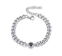 Personalized Photo Bracelet for Men for Women,Titanium Steel Customized Projection Cuban Link Bracelet with Pictures inside,Valentine's Day Birthday Christmas Memorial Gifts for Couple/Girlfriend