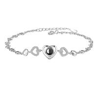 Personalized Photo Bracelet Rojection Bracelet with Picture Inside Adjustable Length Gifts for Mom Wife Friend Girlfriend Daughter (Silver)