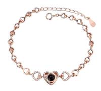 Personalized Photo Bracelet Rojection Bracelet with Picture Inside Adjustable Length Gifts for Mom Wife Friend Girlfriend Daughter (Rose Gold)