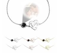 Personalized Photo Bracelet with Cat Paw Print Name, Custom Projection Bracelet with Picture Inside, Pet Memorial Jewelry Gifts for Women