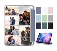Personalized Photo Case for 10.2 inch iPad 9th Gen 2021/ 8th Gen 2020/ 7th Gen 2019 Custom Collage Picture Text Flip Folio Cover [Built-in Pencil Holder] Kickstand Auto Wake/Sleep Soft TPU Clear Back