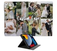 Personalized Photo Case for iPad 9th/8th/7th Gen (10.2",2021/2020/2019) - Custom Multi Picture Collage Text PU Leather Flip Cover with Kickstand & Auto Sleep/Wake - Soft TPU Shockproof Back