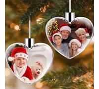 Personalized Photo Christmas Ball Ornaments 2025 Custom Double-Sided Picture Text Ornaments for Christmas Tree Xmas Festive Decor Hanging Decorations Gifts for Family, Friends, Couples, Pets, Heart