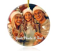 Personalized Photo Christmas Ornaments 2023 - Custom Picture & Text or Logo Ceramic Ornaments for Christmas Tree Decor, Xmas Gift for Kids, Mom, Dad, Friends, Loves, Employees, Customers
