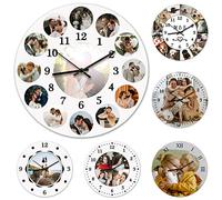 Personalized Photo Clock, Custom Round Photo Wall Clock, Custom Photo and Text Personalized Wall Clock - Battery Operated Silent Non Ticking Clock Decor for Kitchen, Living Room, Bathroom, Office