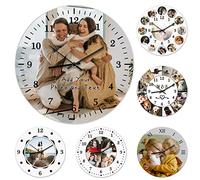 Personalized Photo Clock, Custom Round Photo Wall Clock, Custom Photo and Text Personalized Wall Clock - Battery Operated Silent Non Ticking Clock Decor for Kitchen, Living Room, Bathroom, Office