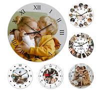 Personalized Photo Clock, Custom Round Photo Wall Clock, Custom Photo and Text Personalized Wall Clock - Battery Operated Silent Non Ticking Clock Decor for Kitchen, Living Room, Bathroom, Office