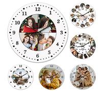 Personalized Photo Clock, Custom Round Photo Wall Clock, Custom Photo and Text Personalized Wall Clock - Battery Operated Silent Non Ticking Clock Decor for Kitchen, Living Room, Bathroom, Office