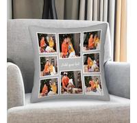 Personalized Photo Collage Pillow Cover, Custom Square Cushion Case with Text for Home Décor or Gift, Ideal for Couples, Friends, Family