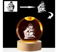 Personalized Photo Crystal Ball Night Light,Personalised Lamp with Photo,Engraved Wedding Anniversary Couple Gift (7 Colors,8 cm)