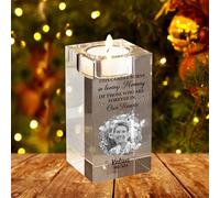 Personalized Photo Crystal Memorial Candle Holder Custom Passed Away Loved One Candle Holder Sympathy Gifts for Loss of Loved One Dad Mom Husband Wife Friend in Memorial Bereavement Gifts (01)