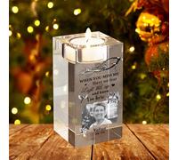 Personalized Photo Crystal Memorial Candle Holder Custom Passed Away Loved One Candle Holder Sympathy Gifts for Loss of Loved One Dad Mom Husband Wife Friend in Memorial Bereavement Gifts (04)