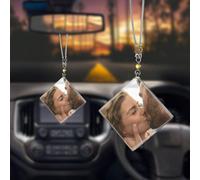 Personalized Photo Crystal Pendant - Custom Car Mirror Photo Frame Memento - Perfect Gifts for Family and Friends