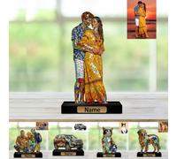 Personalized Photo Desktop Colored Crystal Ornaments Customize Your Car Family Couple Dog Cat Stained Glass Ornaments for Bedroom Home Living Room Custom Picture Acrylic Sign Plaque for Family Friends