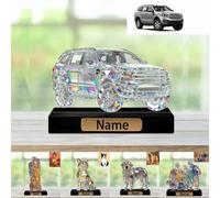 Personalized Photo Desktop Crystal Ornaments Customize Your Car Family Couple Dog Cat Stained Glass Ornaments for Bedroom Home Living Room Custom Picture Acrylic Sign Plaque for Family Friends