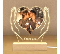 Personalized Photo Gifts for Boyfriend Girlfriend Women Couple,Custom Picture Frames Acrylic Plaque Night Light for Best Friend Birthday Gifts,Customizable Gifts for Christmas Day