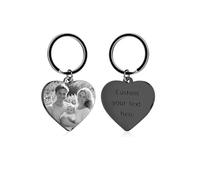 Personalized Photo Keychain, Double-Sided Custom Laser Engraved Key Chain, Custom Keychain with Picture, Personalized Photo Text Customized Key Chain for Couples Men Woman Pet Gifts (Black)