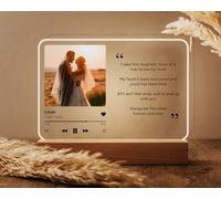 Personalized Photo Lamp | Unique Valentines Day for Him Her | Custom Song Plaque Night Light | Picture Night Light for Boyfriend