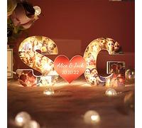 Personalized Photo Letter Heart Lights with Name,Custom Alphabet Picture Collage Lamp Photo Frame Collage for Family Christmas Pictures Gift for Couple Lovers Mom Wife Friends Aniversary
