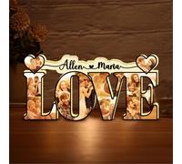 Personalized Photo Love Acrylic Night Light Custom Couple Name LED Lamp Heart Photo Frame Valentines Day Day Wedding Anniversary Home Decor Gift for Lover Couple Girlfriend Family Friends Boyfriend