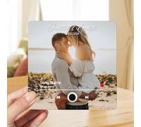 Personalized Photo Music Album Fridge Magnet,Custom Refrigerator Magnet with Built-In Music Player, Wall Photo Sticker Can Play Songs Valentine's Day Wedding Gift for Couple