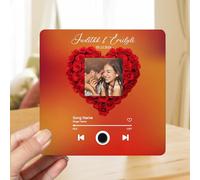 Personalized Photo Music Album Fridge Magnet,Custom Refrigerator Magnet with Built-In Music Player, Wall Photo Sticker Can Play Songs Valentine's Day Wedding Gift for Couple
