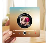 Personalized Photo Music Album Fridge Magnet,Custom Refrigerator Magnet with Built-In Music Player, Wall Photo Sticker Can Play Songs Valentine's Day Wedding Gift for Couple